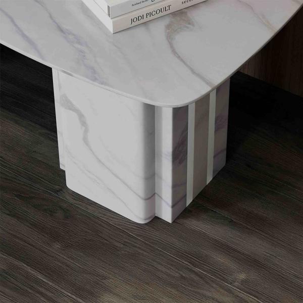 Valente White Engineered Marble End Table