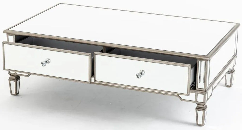 Lumina MDF Mirror Coffee Table with 2 Drawers