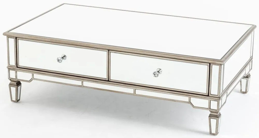 Lumina MDF Mirror Coffee Table with 2 Drawers