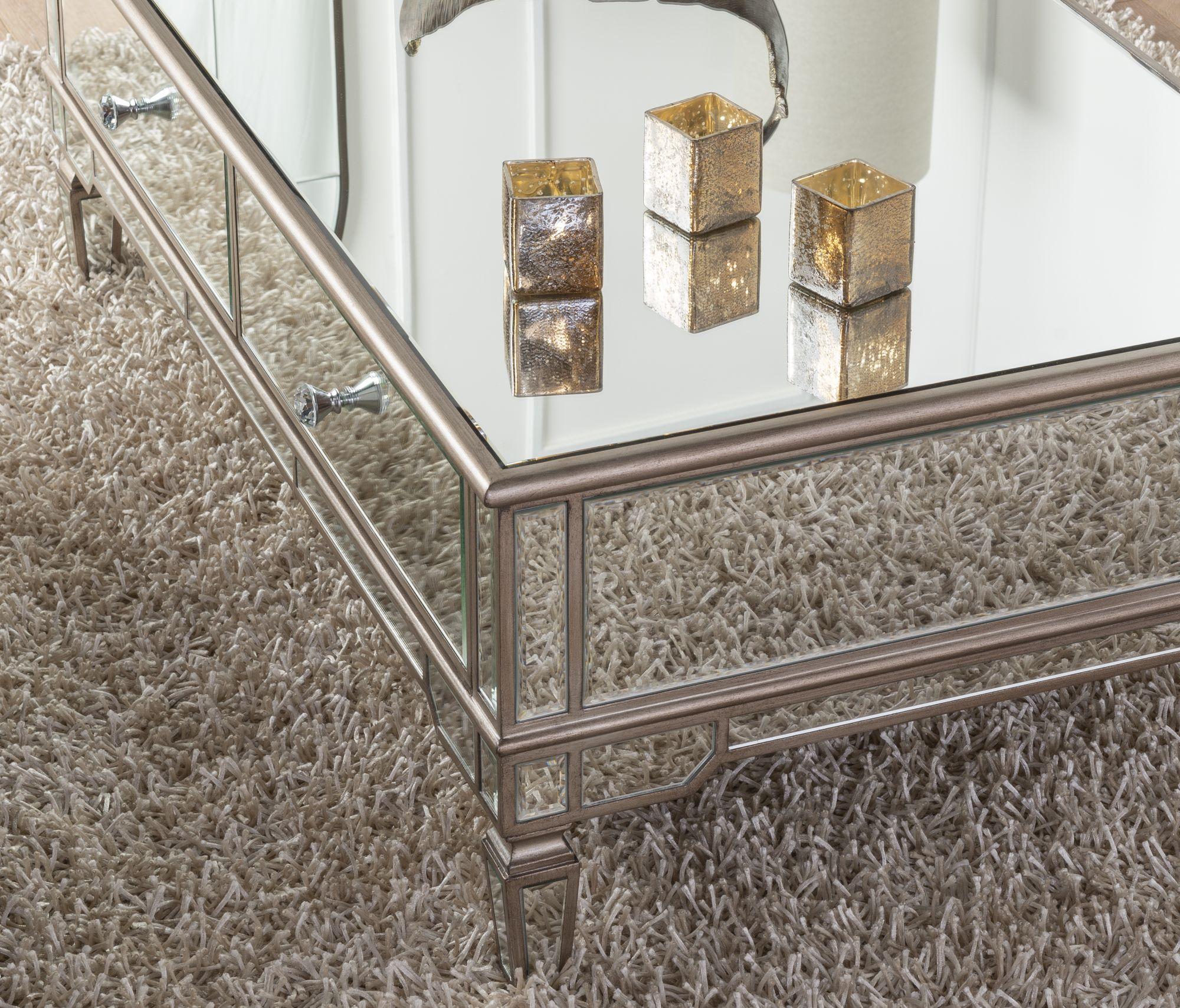 Lumina MDF Mirror Coffee Table with 2 Drawers