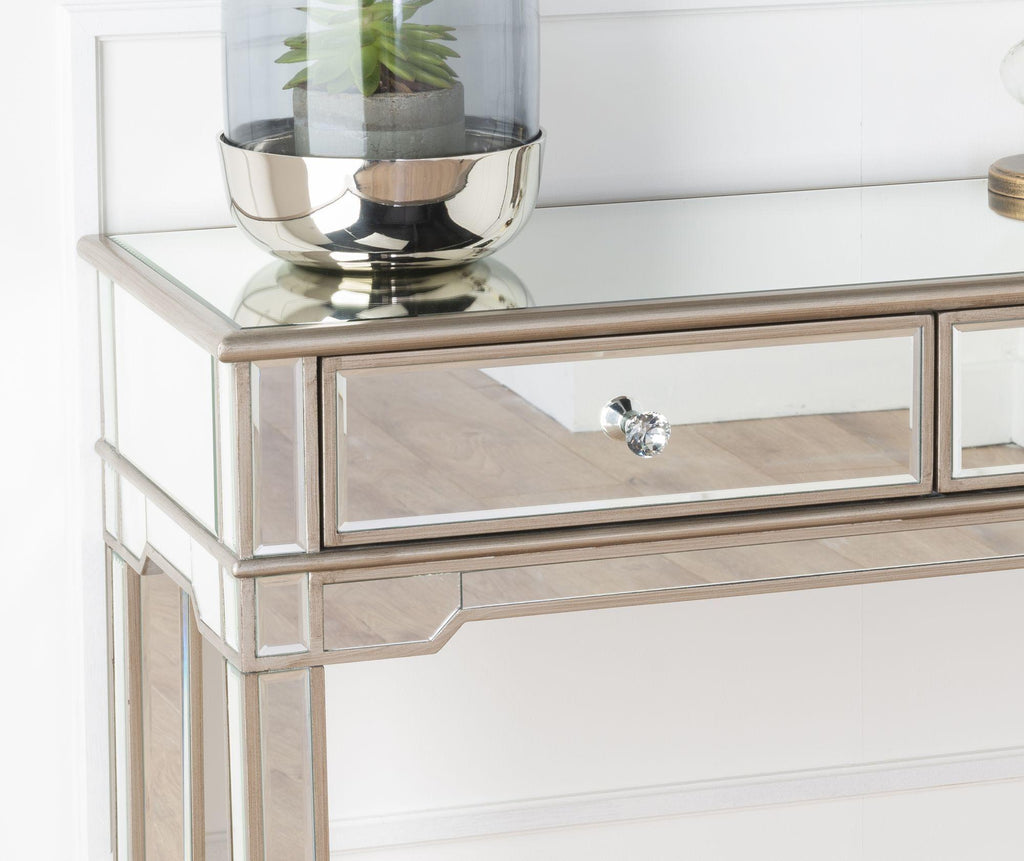 Lumina Mirrored Console Table with 2 Drawers
