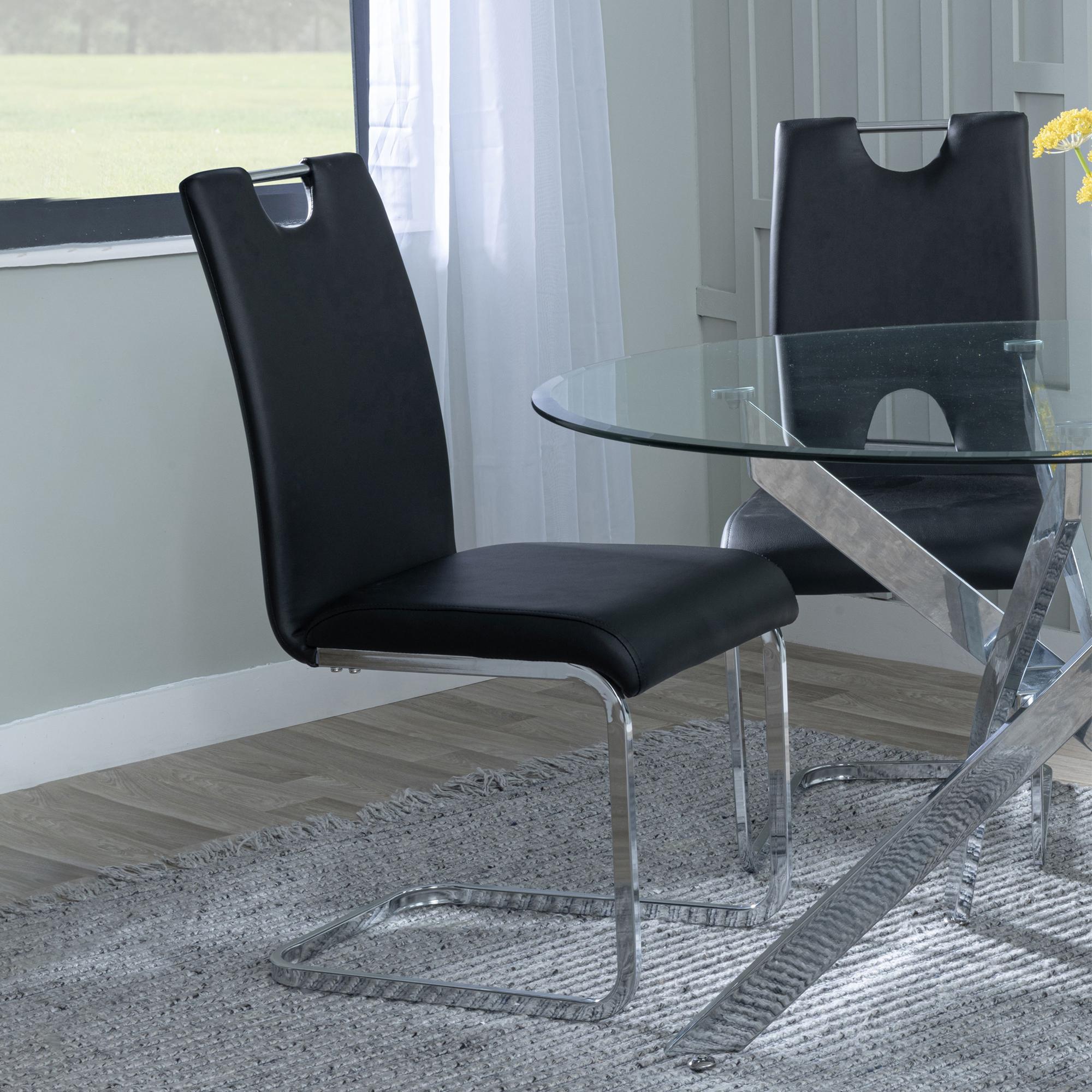 Riviera Chrome Cantilever Faux Leather Dining Chair