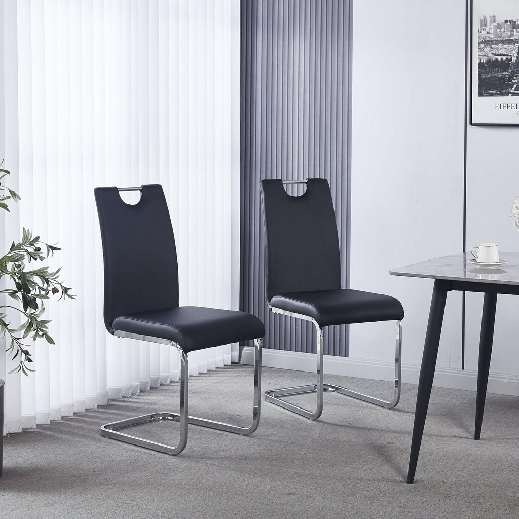 Riviera Chrome Cantilever Faux Leather Dining Chair