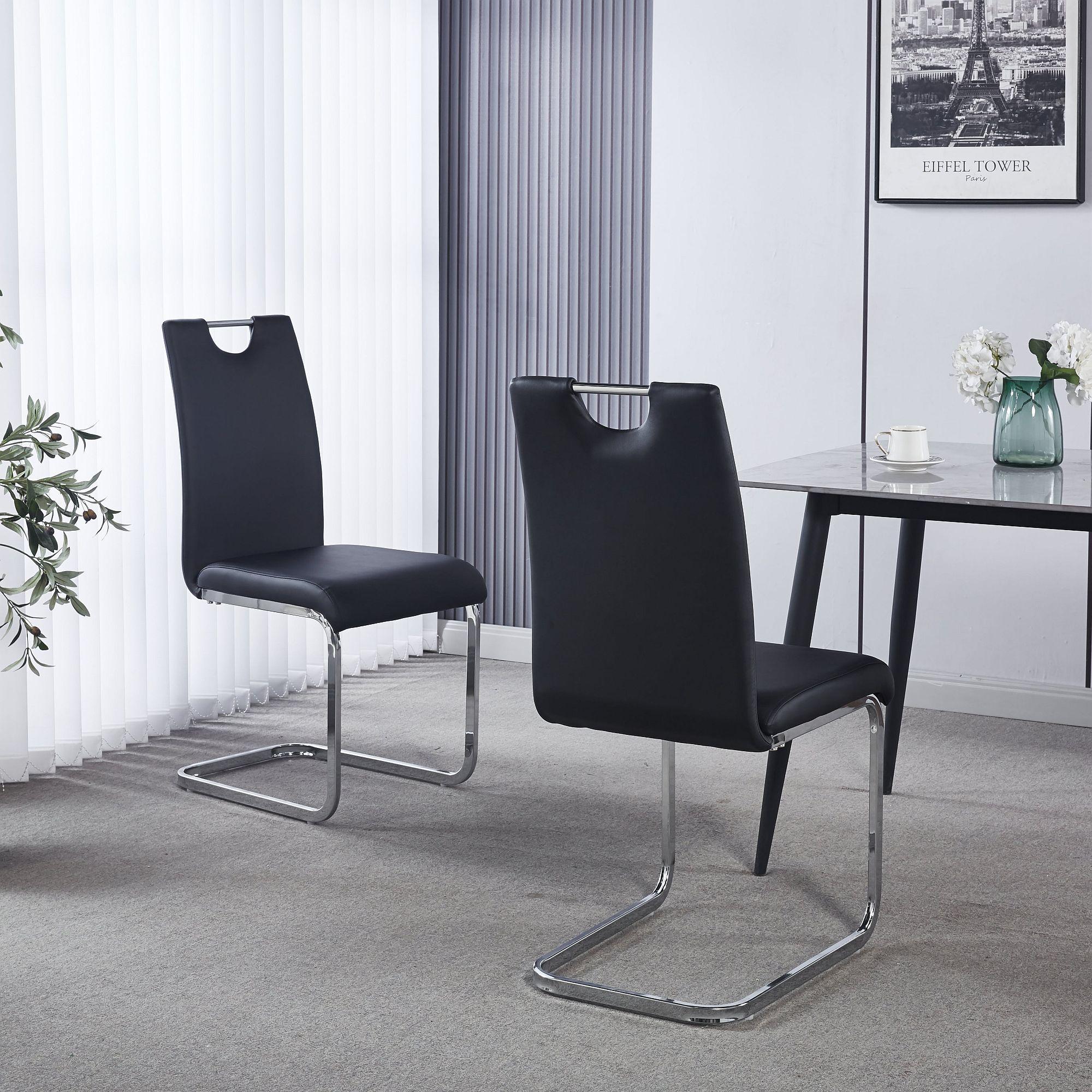 Riviera Chrome Cantilever Faux Leather Dining Chair