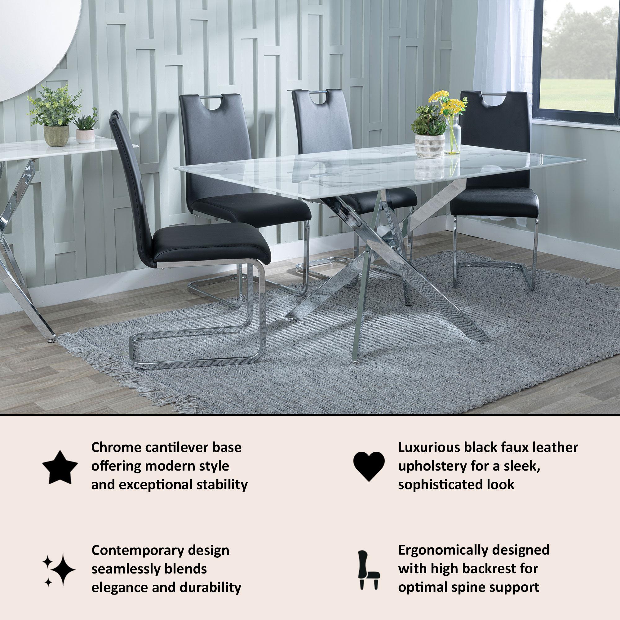 Riviera Chrome Cantilever Faux Leather Dining Chair