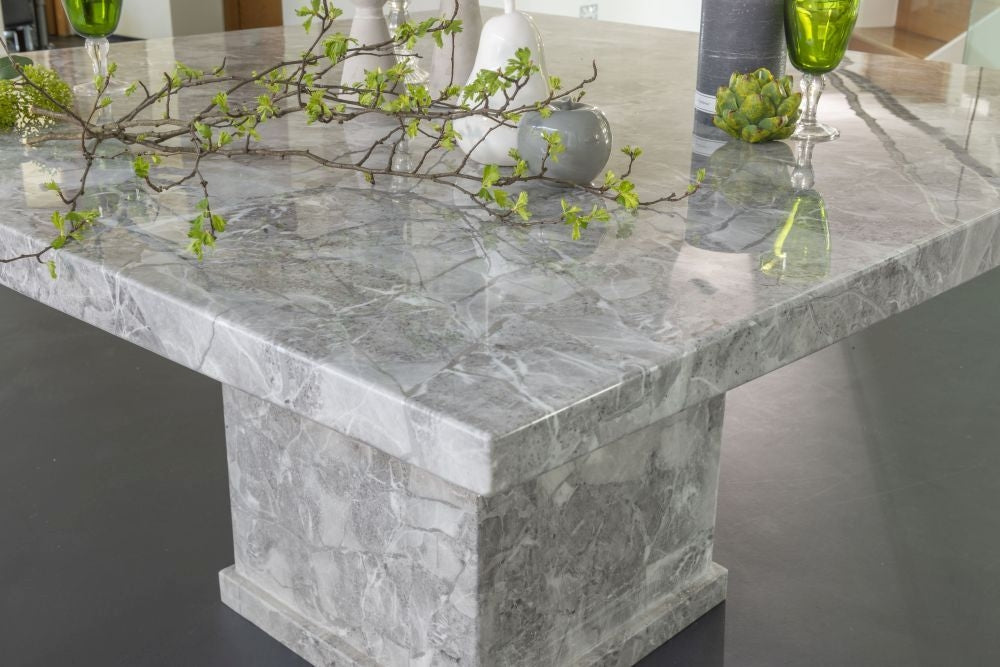Anza Grey Marble Square Dining Table 140cm