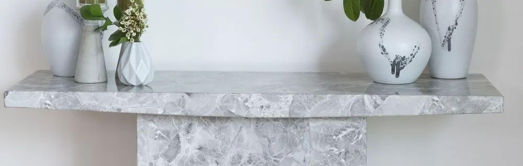 Anza Grey Engineered Marble Console Table