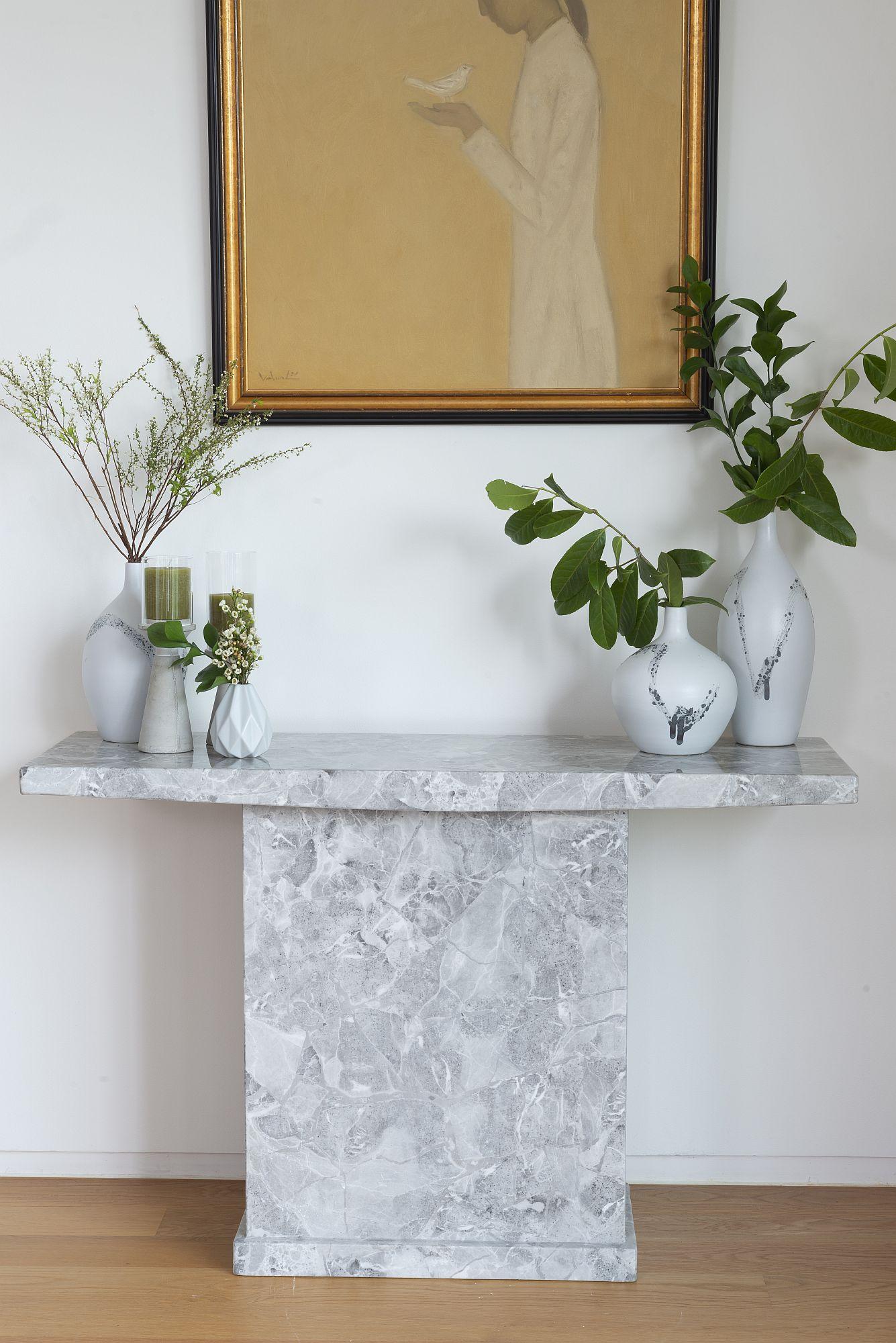Anza Grey Engineered Marble Console Table