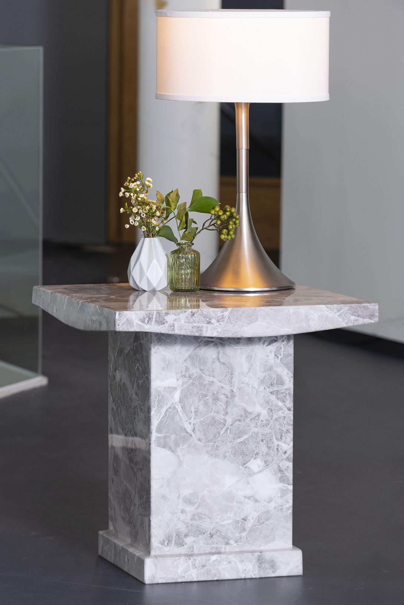 Anza Grey Engineered Marble Square End Table