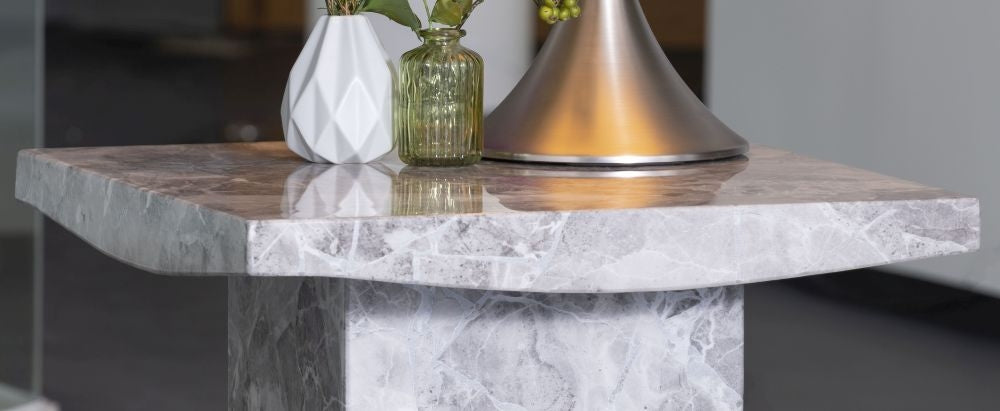Anza Grey Engineered Marble Square End Table