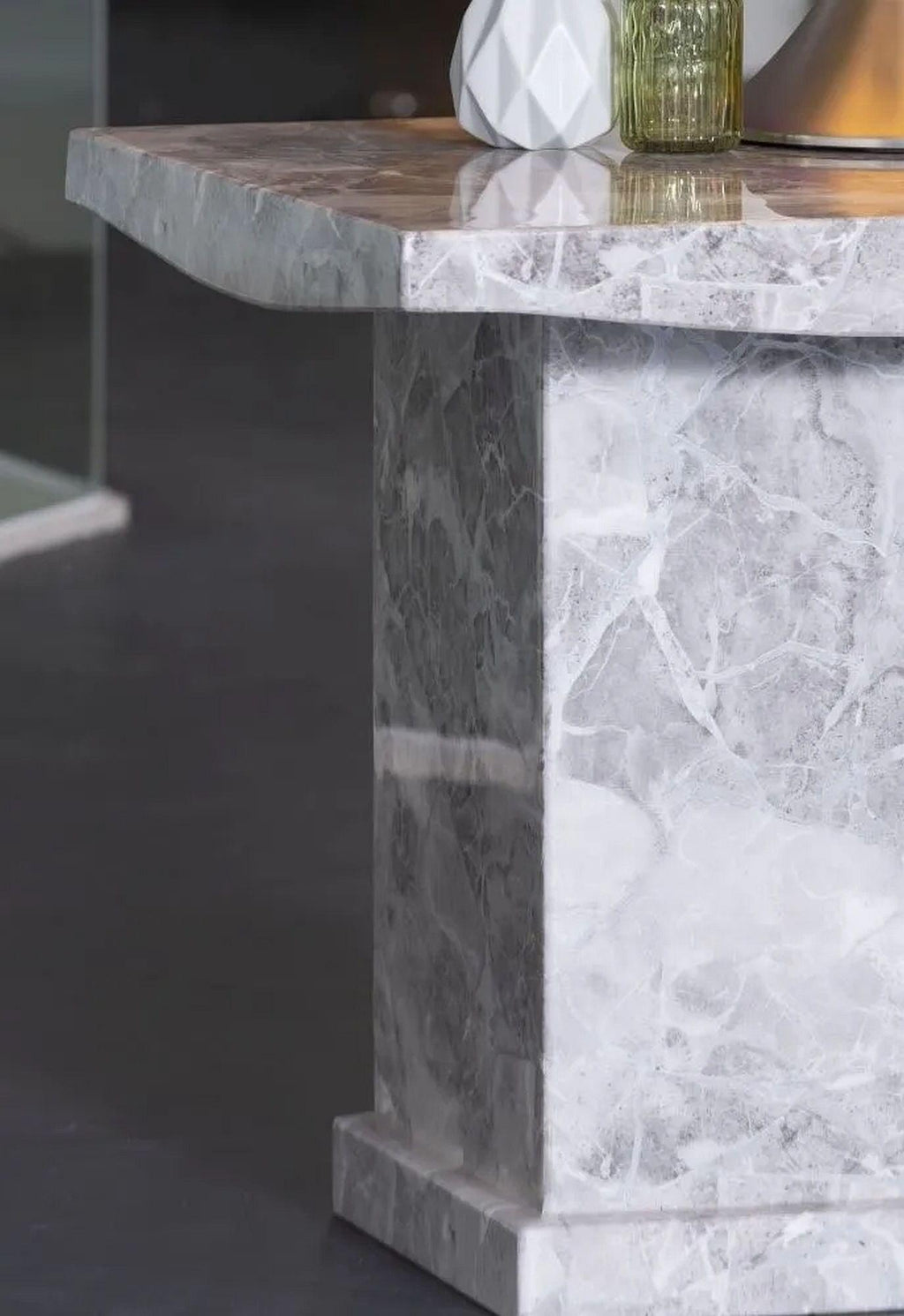 Anza Grey Engineered Marble Square End Table