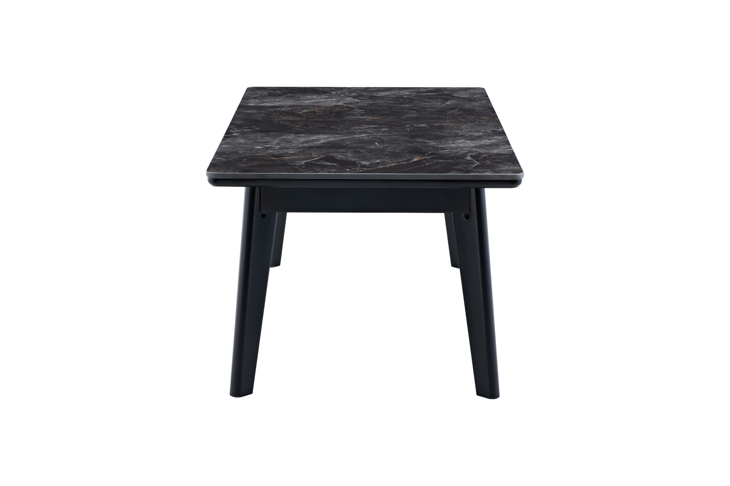 Arizona Black Ceramic Marble-Effect Coffee Table with black legs - front view