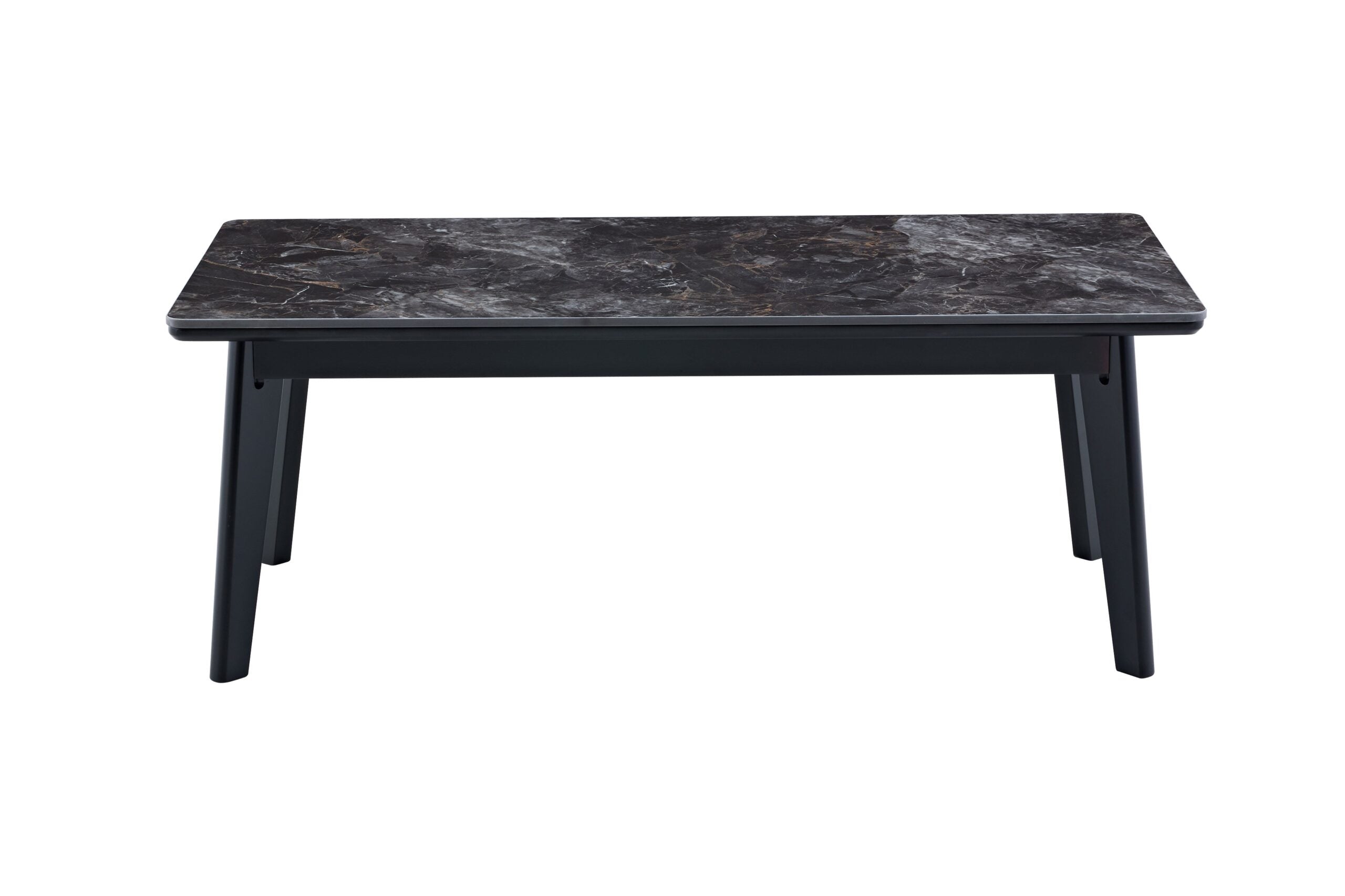 Arizona Black Ceramic Marble-Effect Coffee Table with black legs - side view