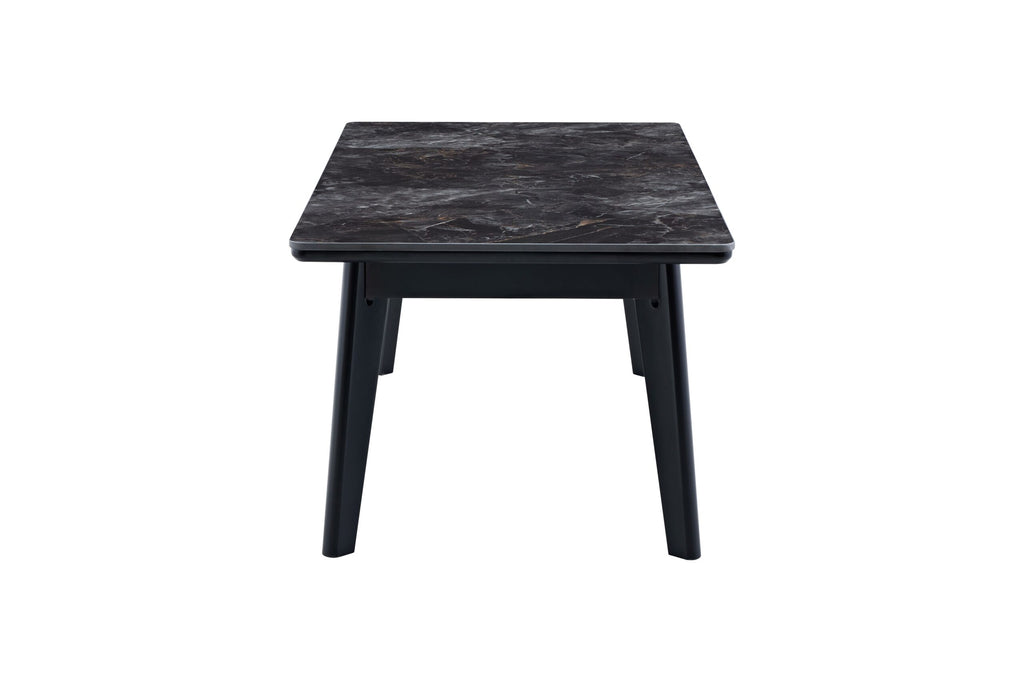 Arizona Black Ceramic Marble-Effect Coffee Table with black legs - lifestyle view