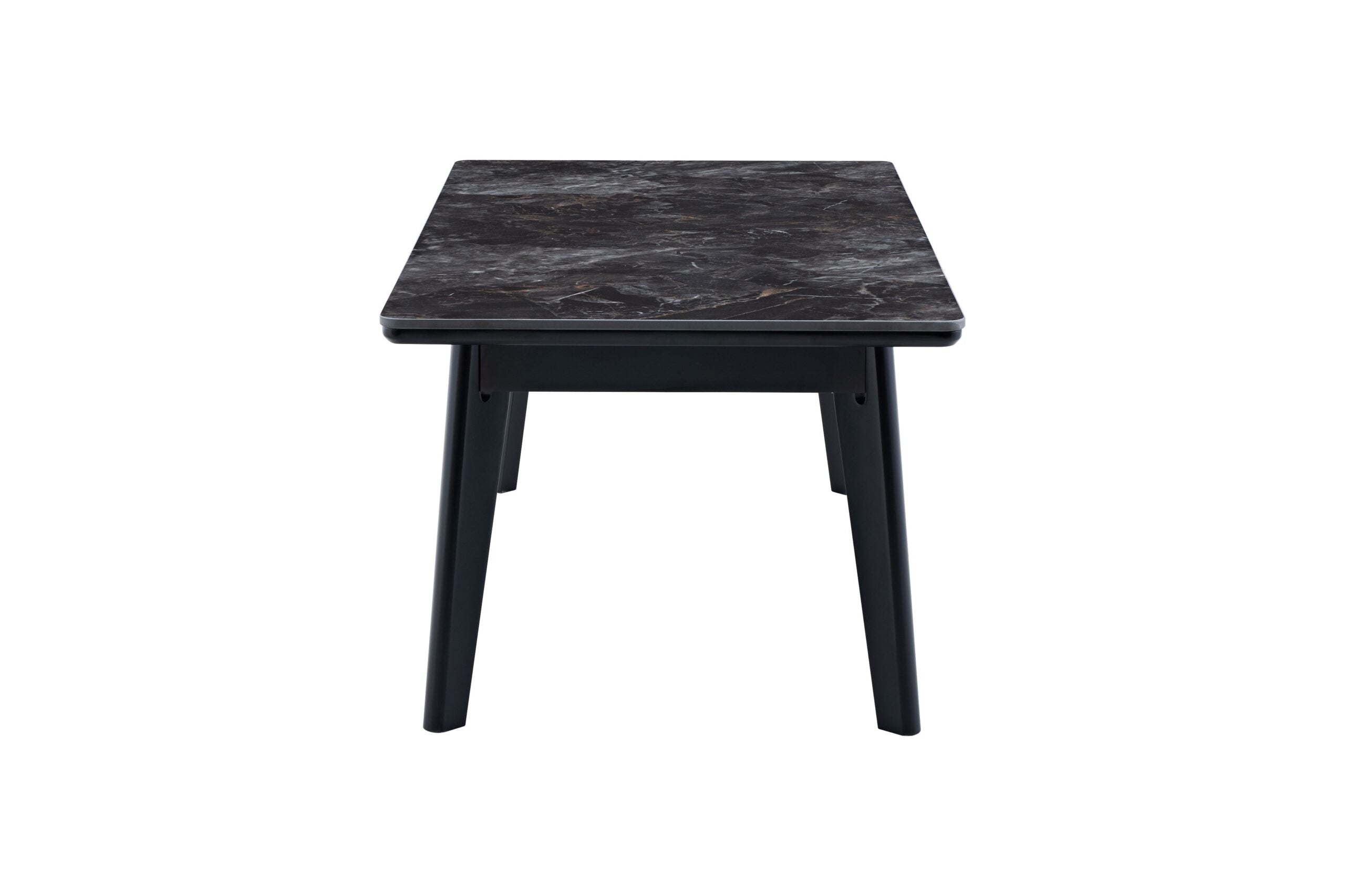 Arizona Black Ceramic Marble-Effect Coffee Table with black legs - lifestyle view