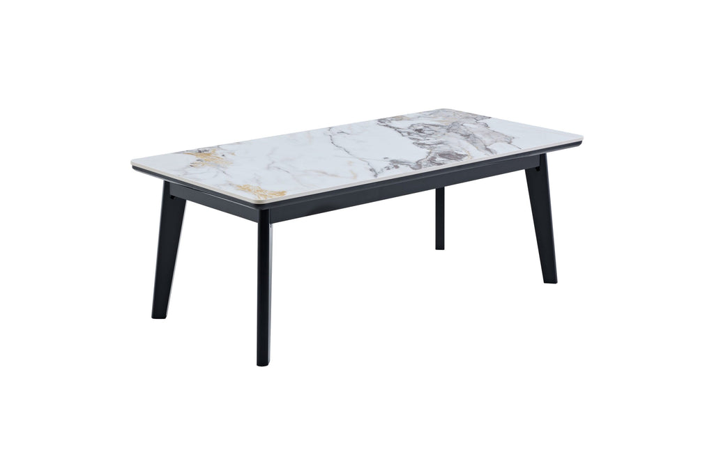 Arizona Cream Ceramic Marble-Effect Coffee Table - front view
