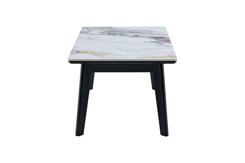 Arizona Cream Ceramic Marble-Effect Coffee Table - side view