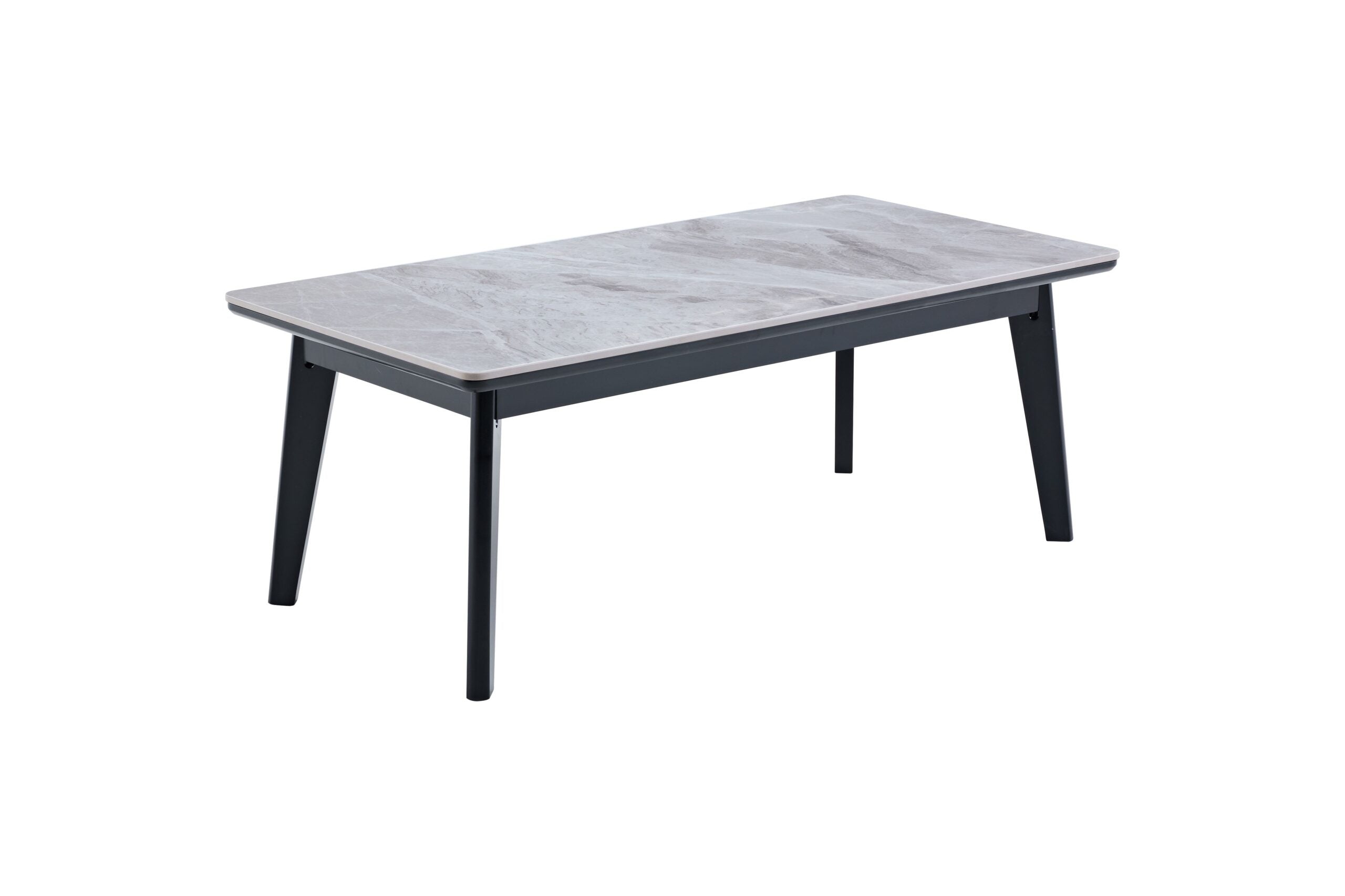 Arizona Grey Ceramic Marble-Effect Coffee Table with black legs