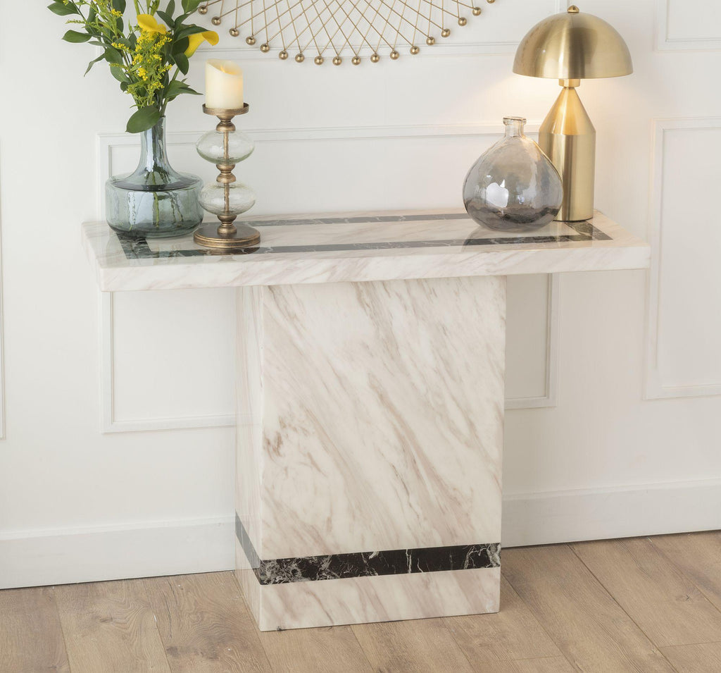 Arzano Cream Engineered Marble Console Table