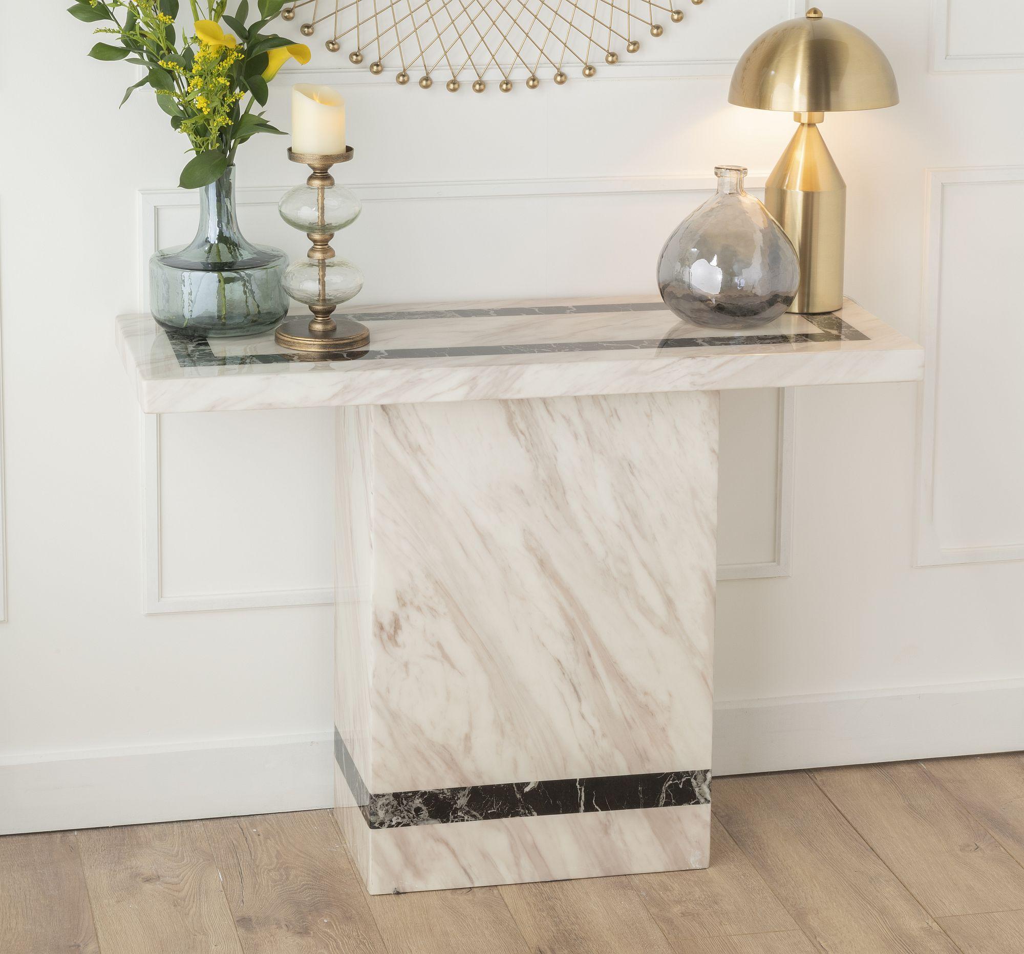Arzano Cream Engineered Marble Console Table