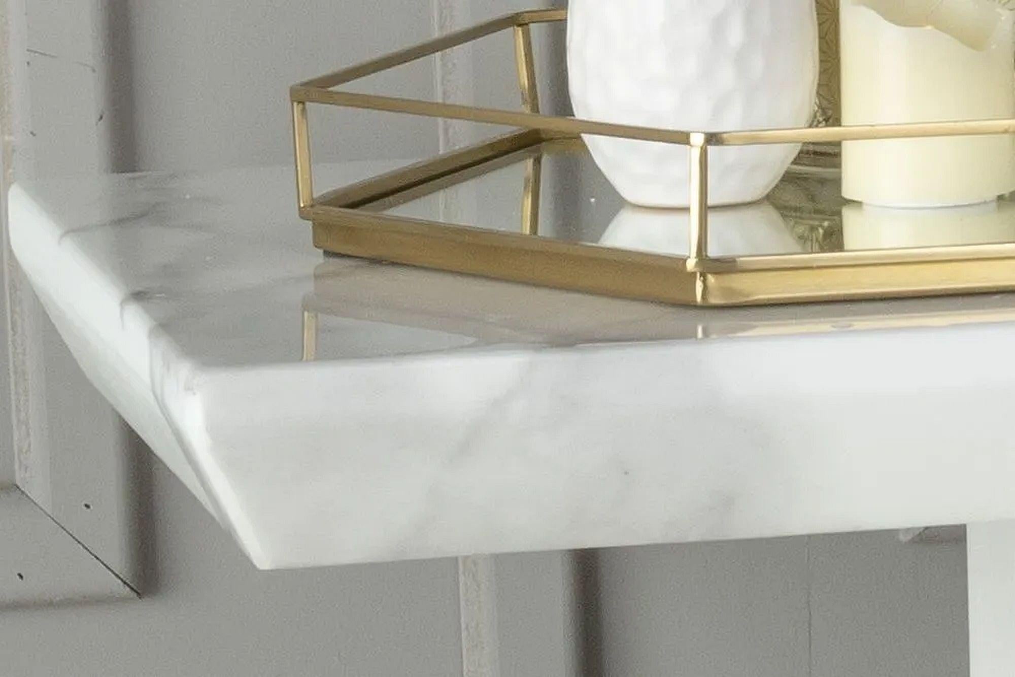 Athens White Chrome Engineered Marble Console Table