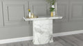 Athens White Chrome Engineered Marble Console Table