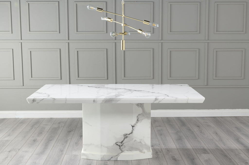 Athens White Engineered Marble Dining Table 160cm