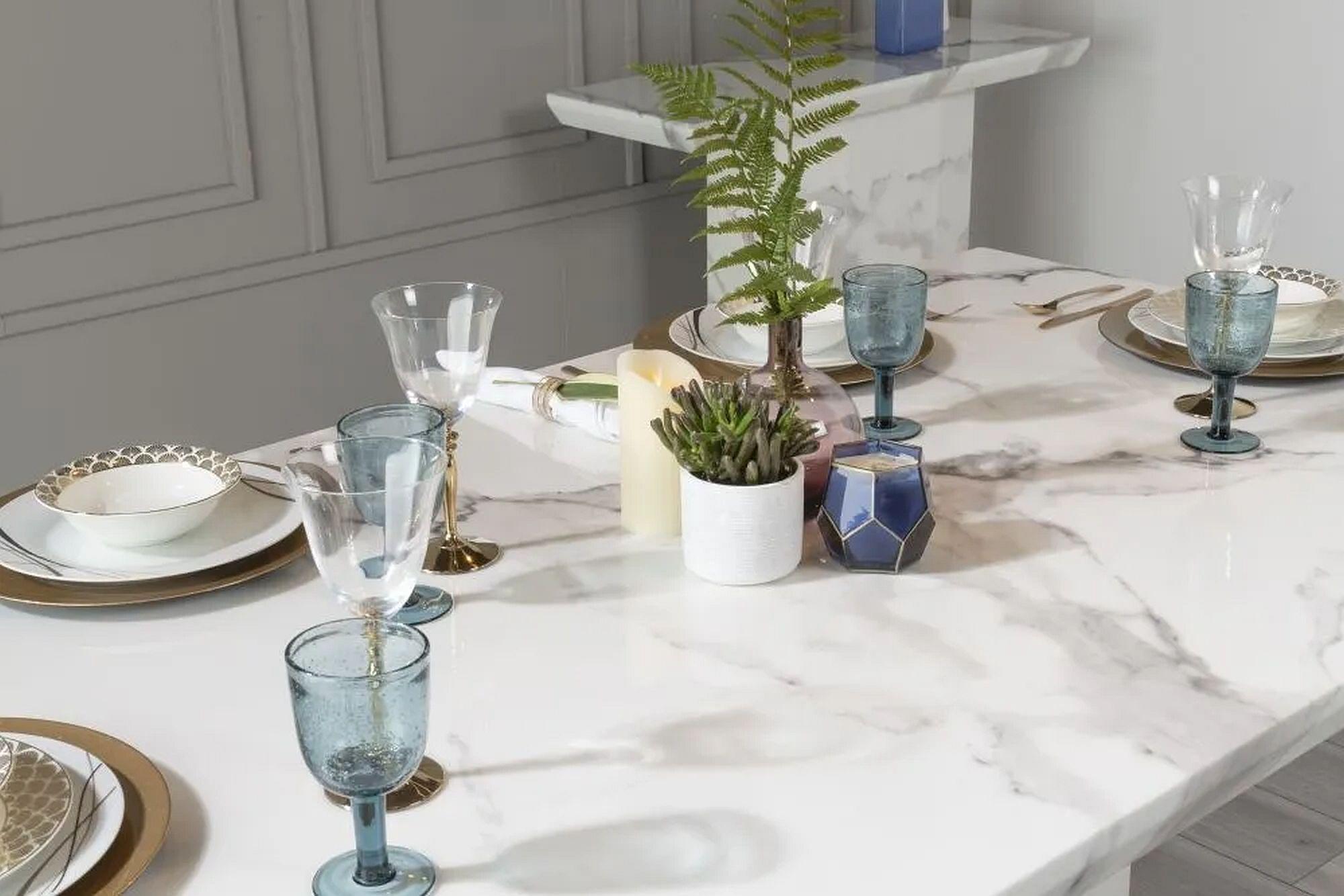 Athens White Engineered Marble Dining Table 160cm