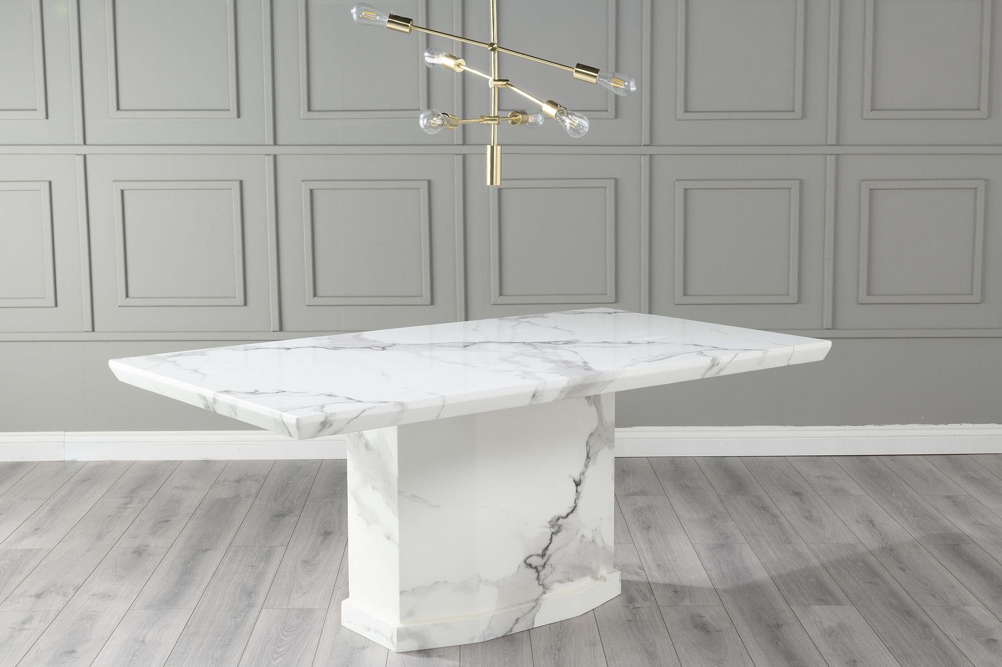 Athens White Engineered Marble Dining Table 160cm