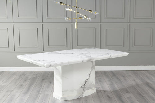 Athens White Engineered Marble Dining Table 160cm