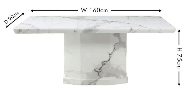 Athens White Engineered Marble Dining Table 160cm