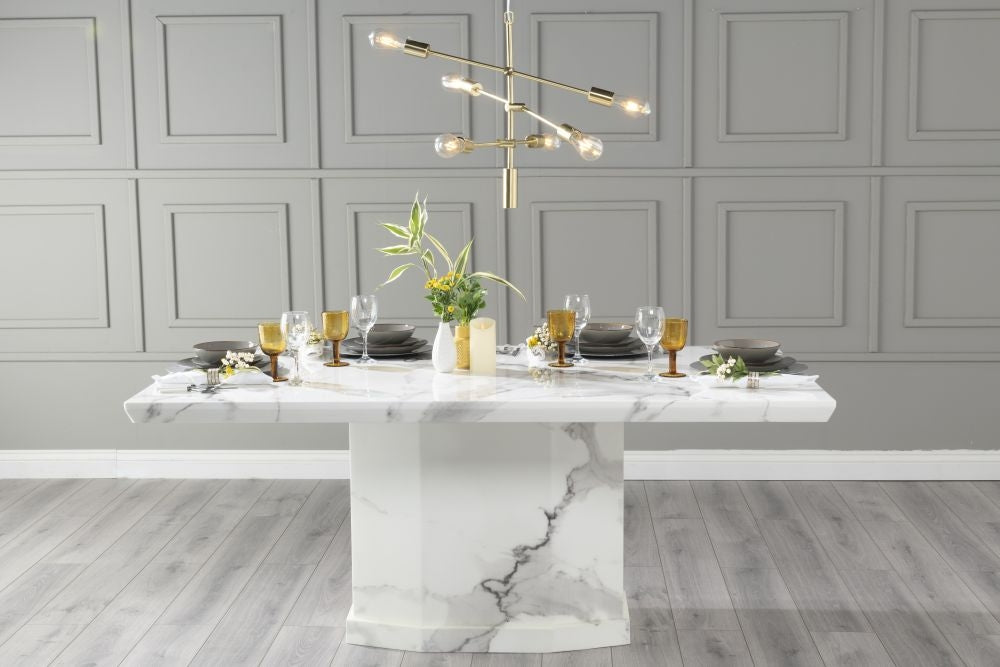 Athens White Engineered Marble Dining Table 180cm