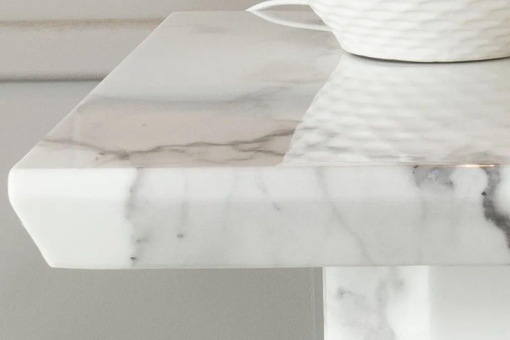 Athens White Engineered Marble End Table