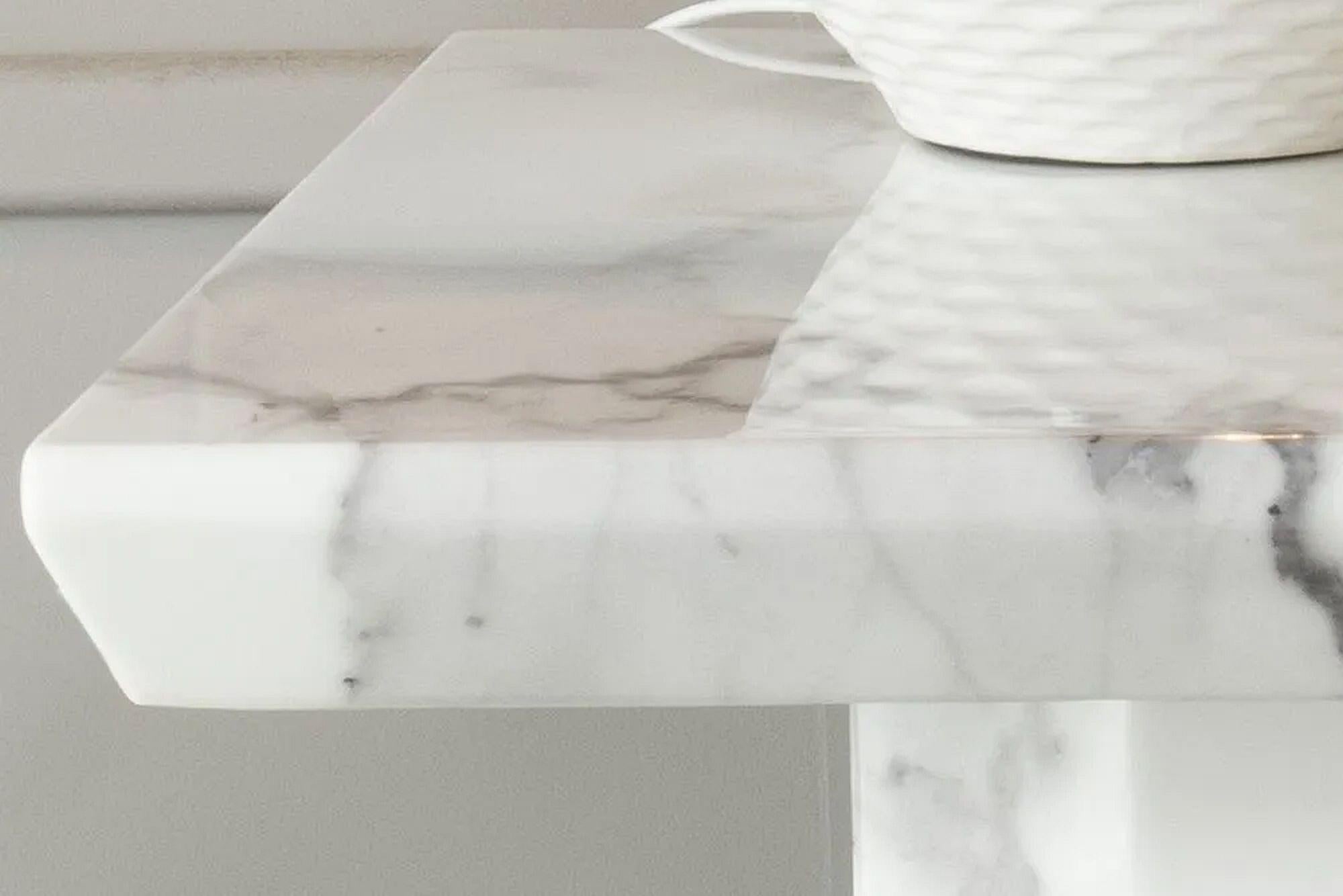 Athens White Engineered Marble End Table