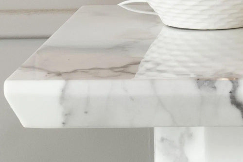 Athens White Engineered Marble End Table