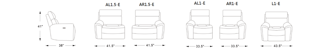 Atlanta Midnight Black Fabric Power Recliner Sofa