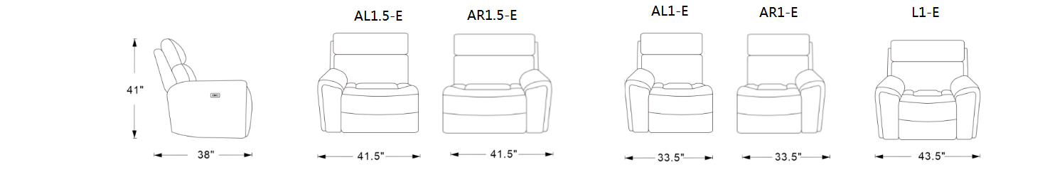 Atlanta Midnight Black Fabric Power Recliner Sofa