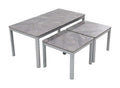Trio Grey Sintered Stone Nest of Tables with grey metal frame