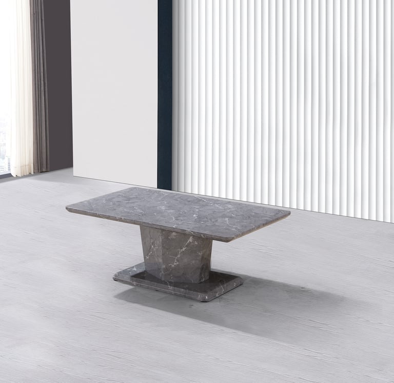 Milano Grey Stone-Effect Coffee Table with matching pedestal base