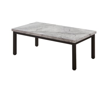 Metro Grey Stone-Effect Coffee Table with black metal legs - lifestyle view