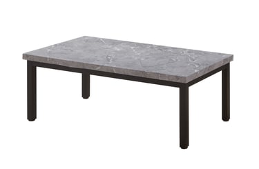 Metro Light Grey Marble-Effect Coffee Table with black metal legs - front view