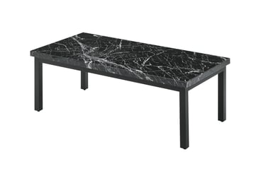 Metro Black Marble-Effect Coffee Table with black metal legs - front view