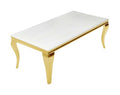 Louie Ivory Sintered Stone Coffee Table with Gold Cabriole Legs - front view