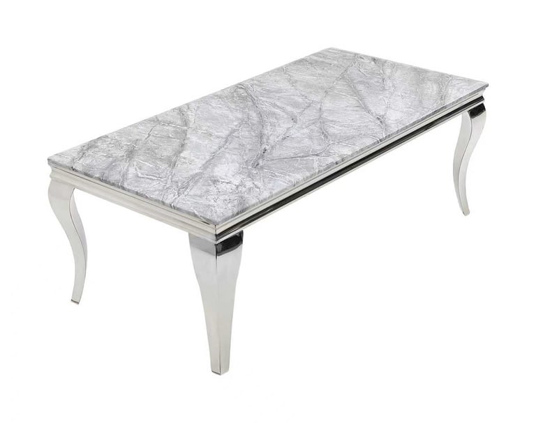 Louie Grey Sintered Stone Coffee Table with Chrome Cabriole Legs