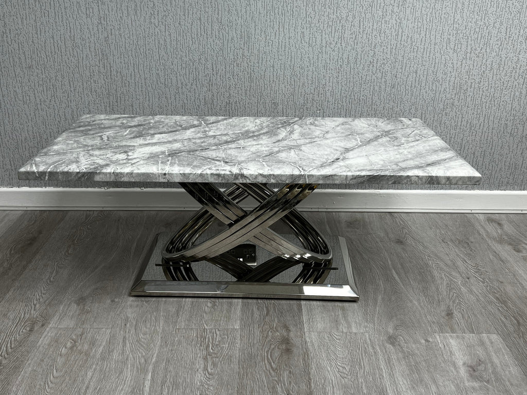 Elina Grey Ceramic Marble-Effect Coffee Table - side view