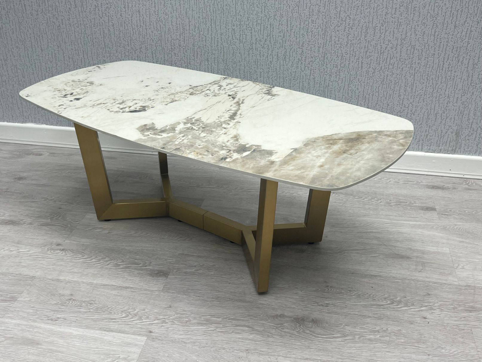 Sorrento Cream Ceramic Marble-Effect Coffee Table - angled view