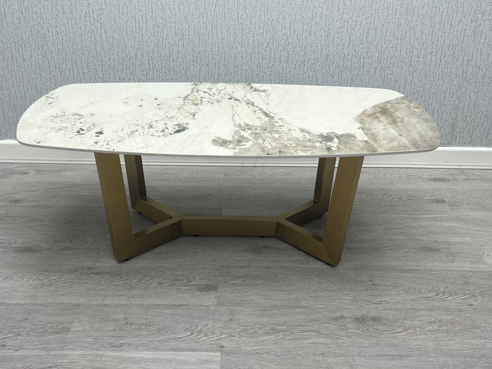 Sorrento Cream Ceramic Marble-Effect Coffee Table - side view