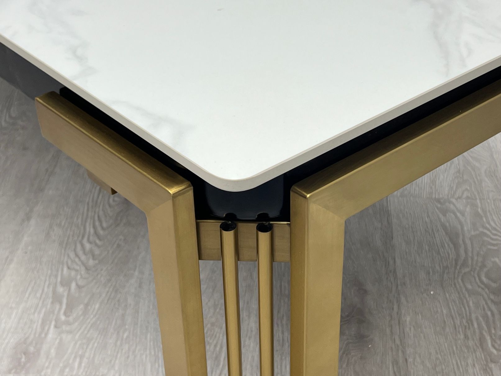 Sorrento Cream Ceramic Marble-Effect Rectangular Coffee Table - base detail