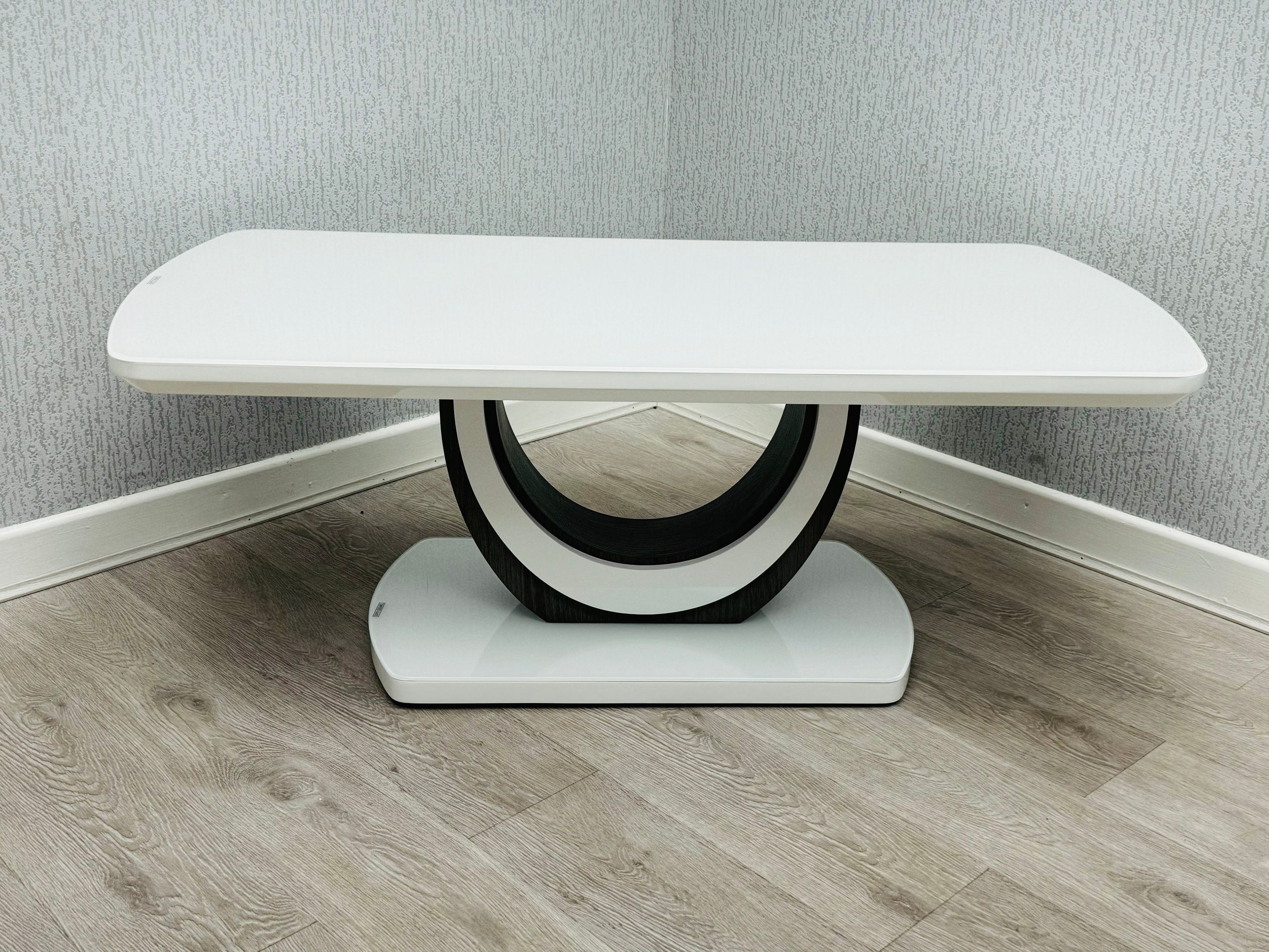 Marano Grey High Gloss Coffee Table with U-shaped pedestal base - front view