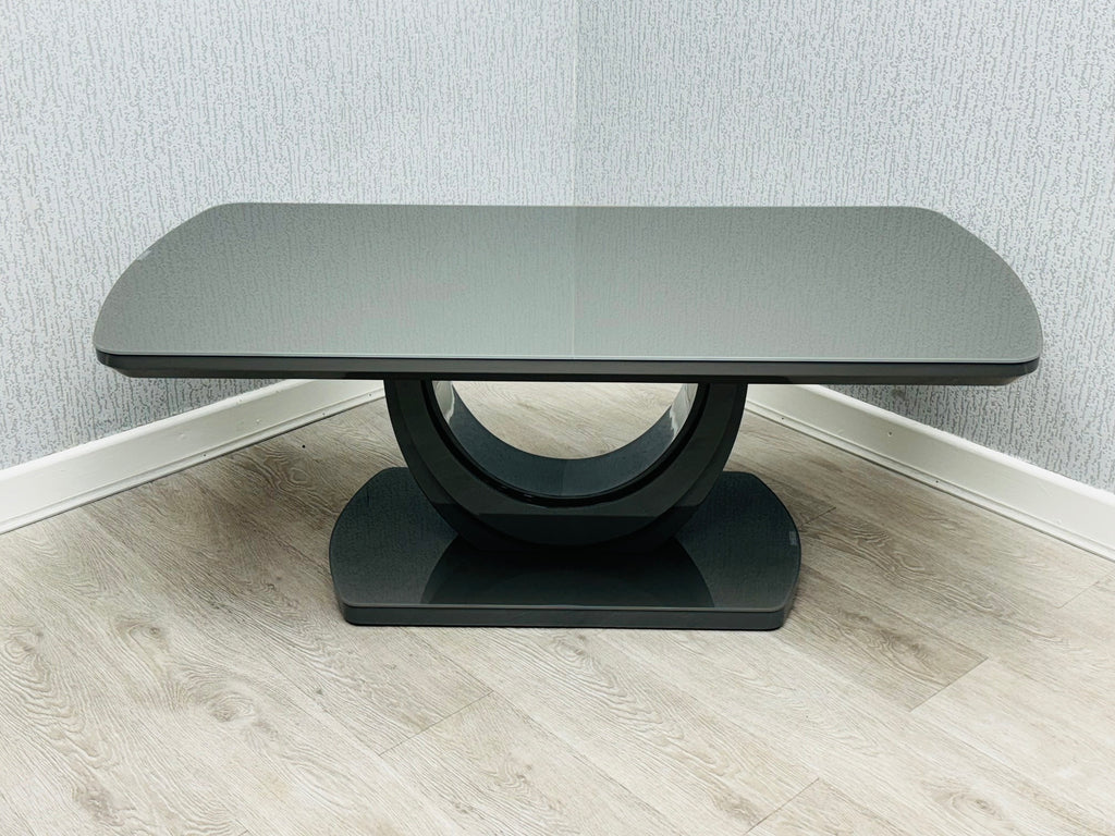Marano White High Gloss Coffee Table with U-shaped pedestal base - front view